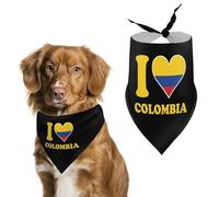I Love Colombia Flag Printed Dog Bandanas Adjustable Trendy Triangle Pet Scarffor Small Medium Large