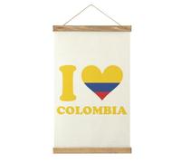 I Love Colombia Flag Printed Linen Hanging Poster Lightweight Wall Art Painting Artwork for Home Decor