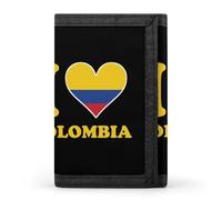 I Love Colombia1 Flag Funny Men's Wallet Lightweight Trifold | Novelty Slim Printed Front Pocket Tri-Fold Wallets with Keychain