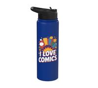 I Love Comics Burst Star Pop Art Stainless Steel Insulated Water Bottle