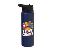 I Love Comics Burst Star Pop Art Stainless Steel Insulated Water Bottle