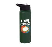 I Love Comics Comic Book Speech Bubble Stainless Steel Insulated Water Bottle