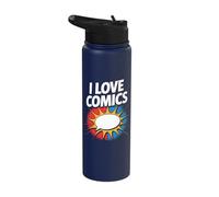 I Love Comics Comic Book Speech Bubble Stainless Steel Insulated Water Bottle