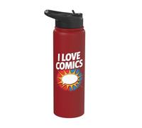 I Love Comics Comic Book Speech Bubble Stainless Steel Insulated Water Bottle