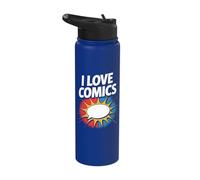 I Love Comics Comic Book Speech Bubble Stainless Steel Insulated Water Bottle
