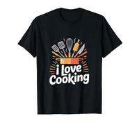 I Love Cooking Culinary Chef Kitchenware Fun Value Graphic T-Shirt, Men, Black, M