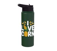 I Love Corn Fun Popcorn Farming Design Stainless Steel Insulated Water Bottle