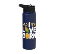 I Love Corn Fun Popcorn Farming Design Stainless Steel Insulated Water Bottle