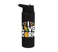 I Love Corn Fun Popcorn Farming Design Stainless Steel Insulated Water Bottle