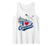 I Love Cornwall Funny Seagull Stealing Chip British Seaside Tank Top