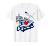 I Love Cornwall Funny Seagull Stealing Chip British Seaside Value Graphic T-Shirt