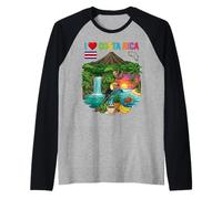 I Love Costa Rica Travel Souvenir Pura Vida Pride Raglan Baseball Tee