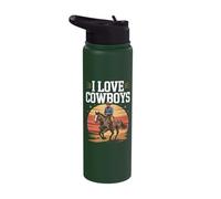 I Love Cowboys Riding Into The Sunset Stainless Steel Insulated Water Bottle