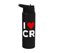 I Love CR Initials First Last Name Personalised Red Heart Stainless Steel Insulated Water Bottle