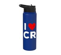 I Love CR Initials First Last Name Personalised Red Heart Stainless Steel Insulated Water Bottle