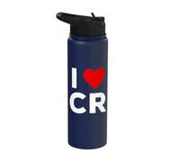 I Love CR Initials First Last Name Personalised Red Heart Stainless Steel Insulated Water Bottle