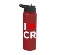 I Love CR Initials First Last Name Personalised Red Heart Stainless Steel Insulated Water Bottle