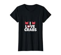 I Love Crabs Ocean Marine Life Lovers Value Graphic T-Shirt, Women, Black, L