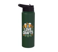 I Love Crafts Beer Enthusiast Hops Barley Stainless Steel Insulated Water Bottle