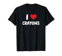 I Love Crayons - Heart - Colors Coloring Books School Value Graphic T-Shirt, Men, Black, L