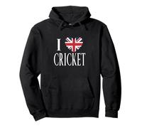 I Love Cricket Great Britain Flag Heart Pullover Hoodie