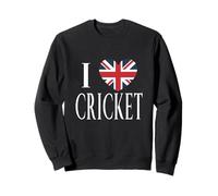 I Love Cricket Great Britain Flag Heart Sweatshirt