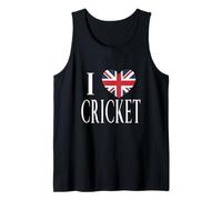 I Love Cricket Great Britain Flag Heart Tank Top