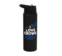 I Love Crows Enthusiast Birdwatcher Stainless Steel Insulated Water Bottle