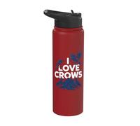 I Love Crows Enthusiast Birdwatcher Stainless Steel Insulated Water Bottle