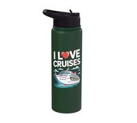 I Love Cruises Maritime Journey Fun Lovers Stainless Steel Insulated Water Bottle