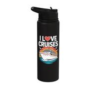 I Love Cruises Nautical Adventure Dream Stainless Steel Insulated Water Bottle