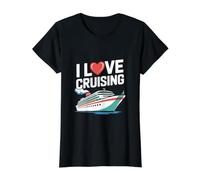 I Love Cruising Nautical Maritime Voyage Value Graphic T-Shirt, Women, Black, S
