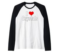 I Love Crystals Gemstones Healing Stones Raglan Baseball Tee