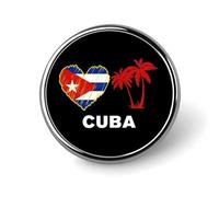 I Love Cuba Cuban Flag Heart Round Badge Men Women Metal Bezel Pin Button Brooch Lapel Tie Pins for Suits Shirt Jacket Hat Costume Decorative