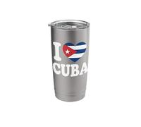 I Love Cuba Cuban Flag Heart Stainless Steel Insulated Tumbler