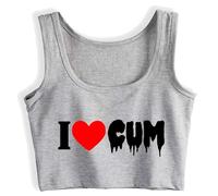 I Love Cum Dirty Funny Woman Girl Crop Top Sleeveless Tank Top Sport Vest Silver