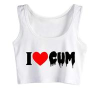 I Love Cum Dirty Funny Woman Girl Crop Top Sleeveless Tank Top Sport Vest White