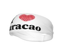 I Love Curacao Headbands Men Women Non Slip Wicking Sports Sweatband for Gym Basketball Yoga Hairbands