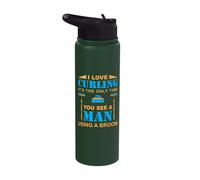 I Love Curling Its The only time You See a man Using a Broom Stainless Steel Insulated Water Bottle