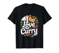 I Love Curry Enthusiast Chicken Rice Design Value Graphic T-Shirt, Men, Black, S