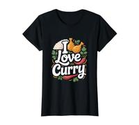 I Love Curry Enthusiast Chicken Rice Design Value Graphic T-Shirt, Women, Black, S