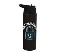 I Love Cybersecurity Binary Lock Design Stainless Steel Insulated Water Bottle