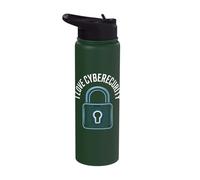 I Love Cybersecurity Binary Lock Design Stainless Steel Insulated Water Bottle