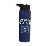 I Love Cybersecurity Binary Lock Design Stainless Steel Insulated Water Bottle