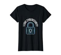 I Love Cybersecurity Binary Lock Design Value Graphic T-Shirt, Women, Black, XL