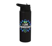 I Love Cybersecurity Enthusiast Lock Shield Stainless Steel Insulated Water Bottle