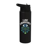 I Love Cybersecurity Enthusiast Secure Eye Stainless Steel Insulated Water Bottle