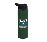 I Love Cybersecurity Eye Lock Technology Circuit Stainless Steel Insulated Water Bottle
