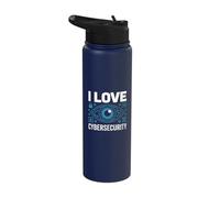 I Love Cybersecurity Eye Lock Technology Circuit Stainless Steel Insulated Water Bottle