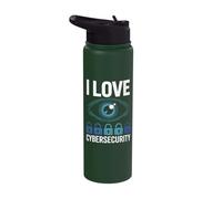 I Love Cybersecurity Eye Locks Design Stainless Steel Insulated Water Bottle